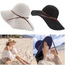 Mujer&apos;s Lace Hollow Wide  Brim Foldable Summer Sun Hats Beach Outdoor Travel Cap  eb-53189775